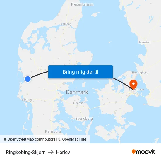 Ringkøbing-Skjern to Herlev map
