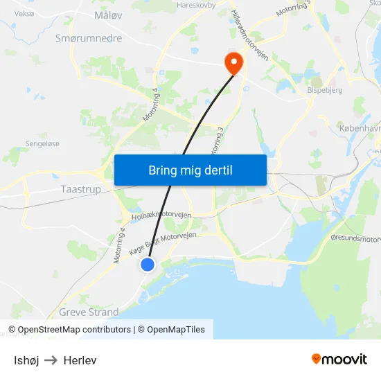 Ishøj to Herlev map