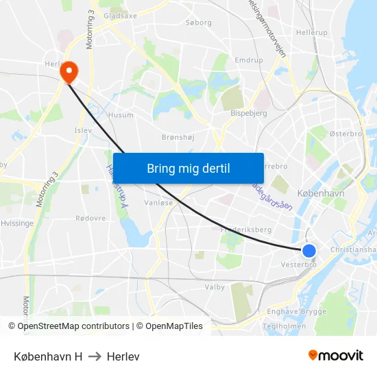 København H to Herlev map