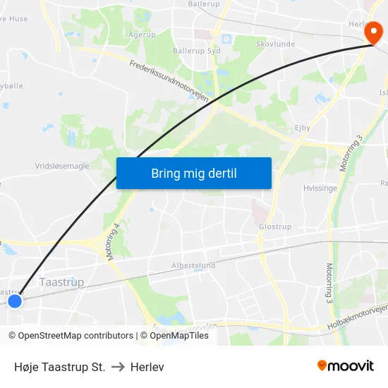 Høje Taastrup St. to Herlev map