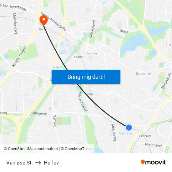 Vanløse St. to Herlev map