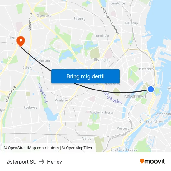 Østerport St. to Herlev map