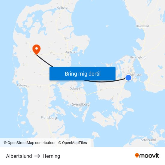 Albertslund to Herning map