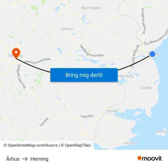 Århus to Herning map