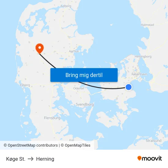 Køge St. to Herning map
