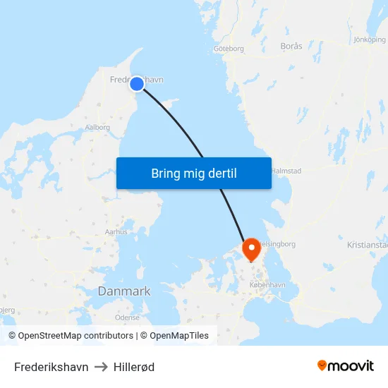 Frederikshavn to Hillerød map