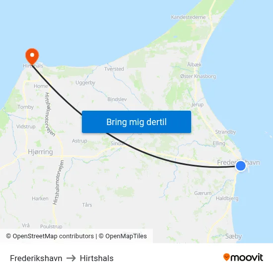 Frederikshavn to Hirtshals map