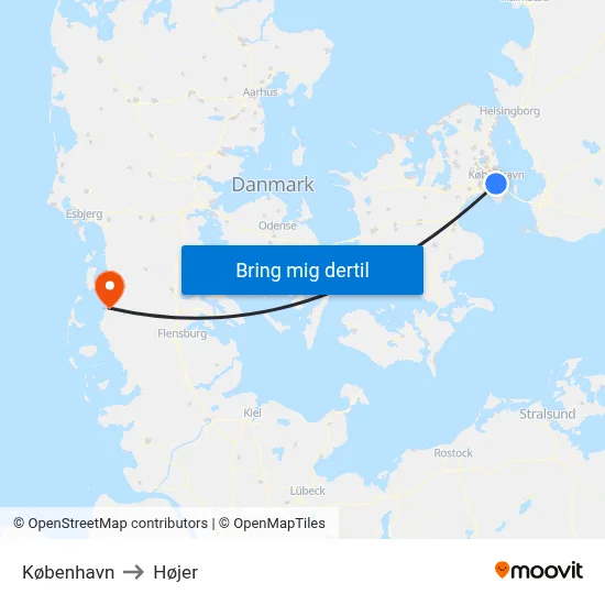 København to Højer map