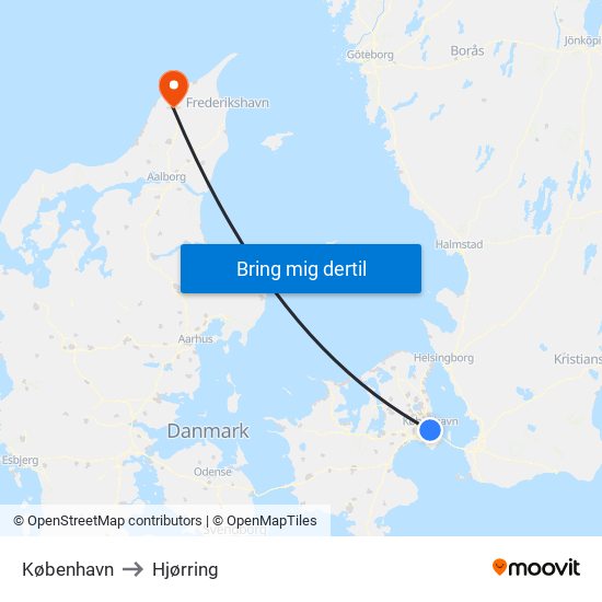 København to Hjørring map