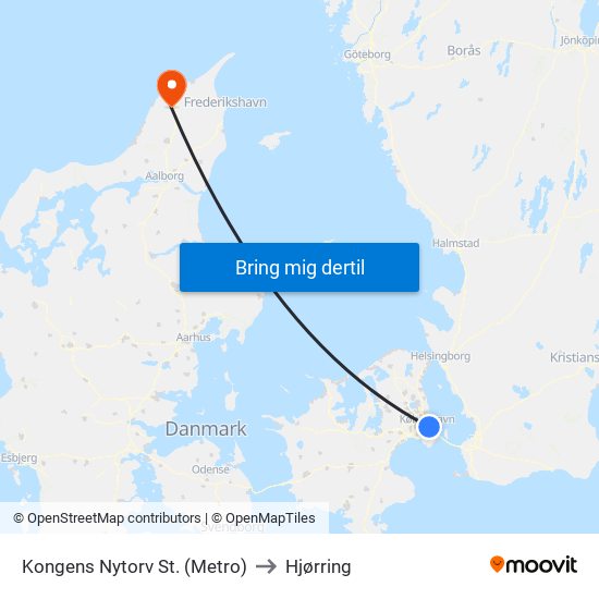 Kongens Nytorv St. (Metro) to Hjørring map