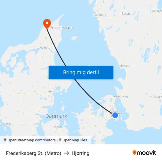 Frederiksberg St. (Metro) to Hjørring map