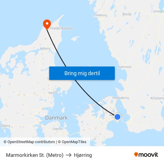 Marmorkirken St. (Metro) to Hjørring map