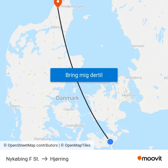 Nykøbing F St. to Hjørring map