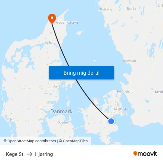 Køge St. to Hjørring map