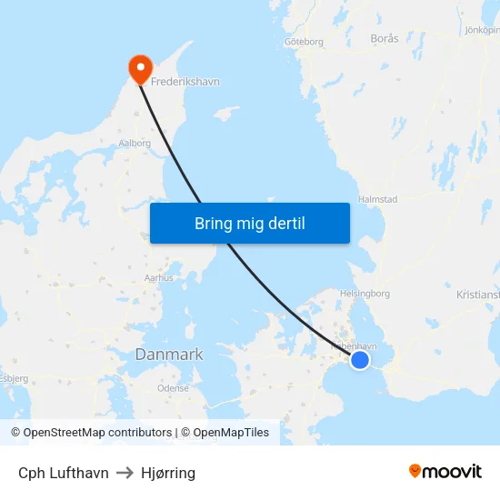 Cph Lufthavn to Hjørring map