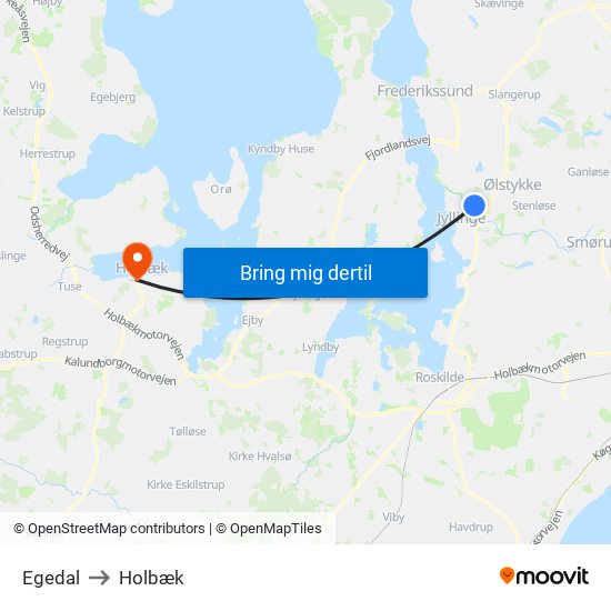 Egedal to Holbæk map
