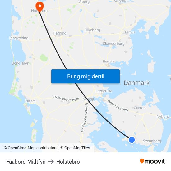 Faaborg-Midtfyn to Holstebro map