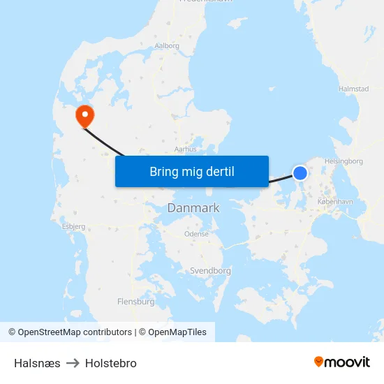 Halsnæs to Holstebro map