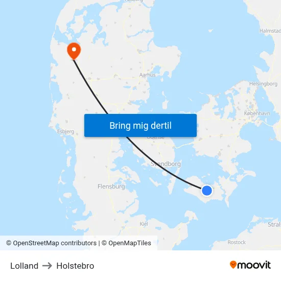 Lolland to Holstebro map