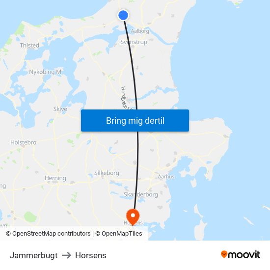 Jammerbugt to Horsens map