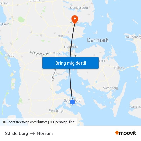 Sønderborg to Horsens map
