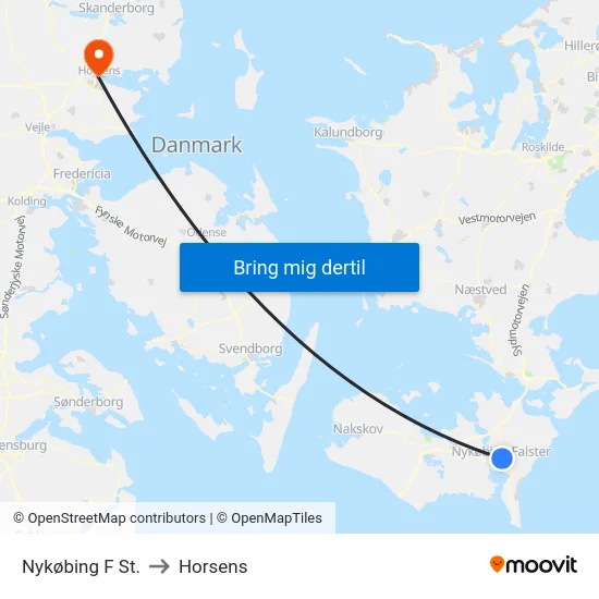 Nykøbing F St. to Horsens map