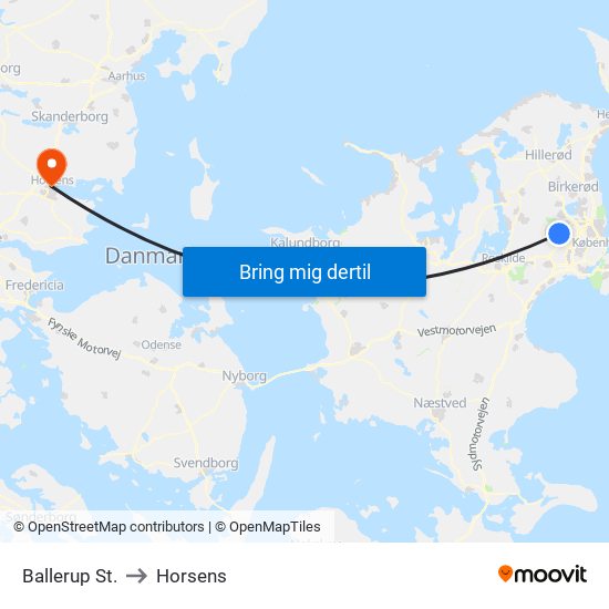 Ballerup St. to Horsens map