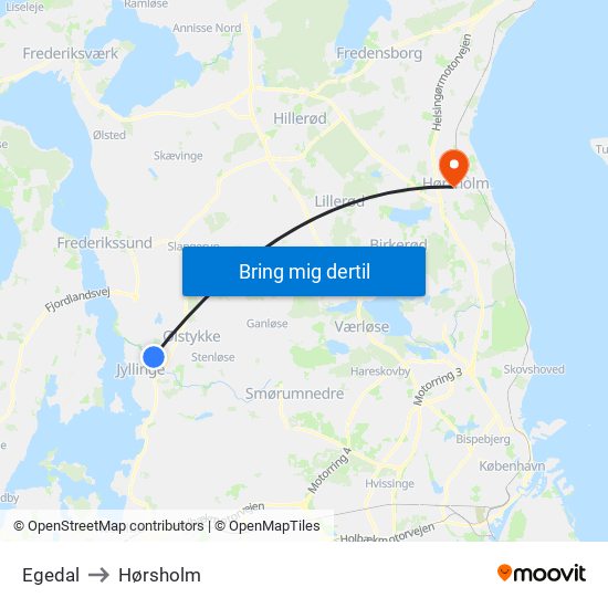 Egedal to Hørsholm map