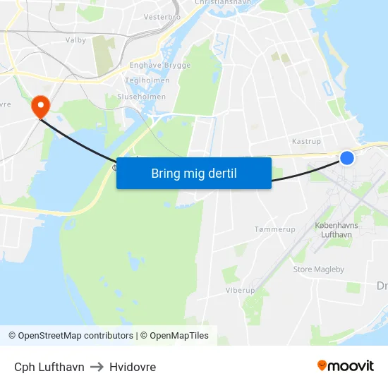 Cph Lufthavn to Hvidovre map