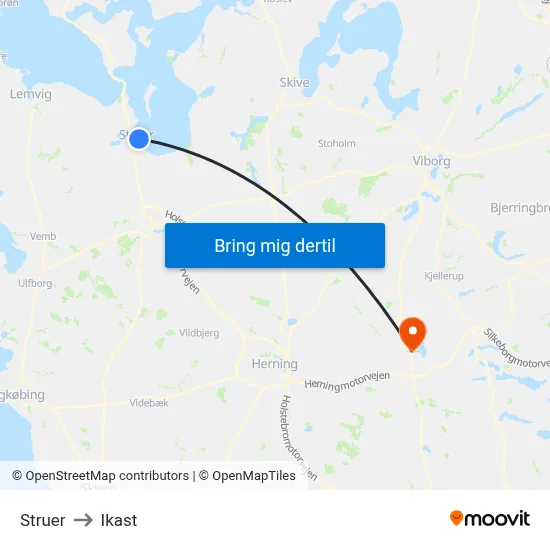 Struer to Ikast map