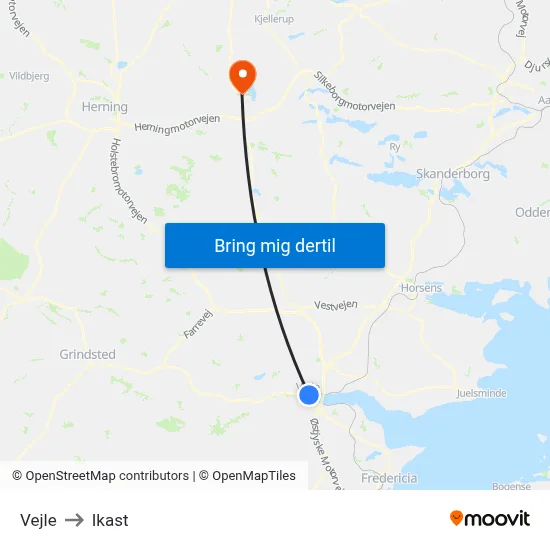 Vejle to Ikast map