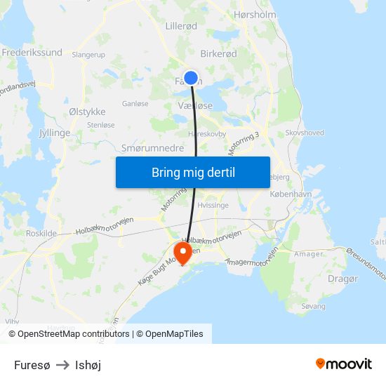 Furesø to Ishøj map