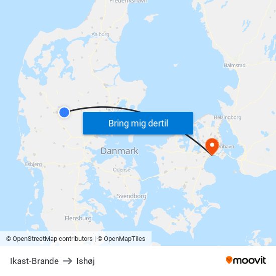 Ikast-Brande to Ishøj map