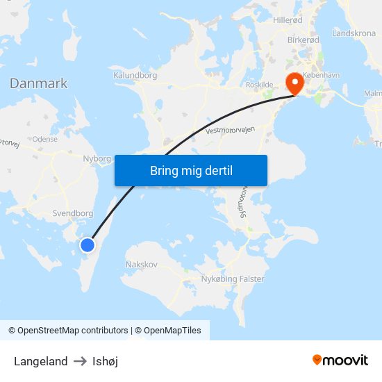 Langeland to Ishøj map