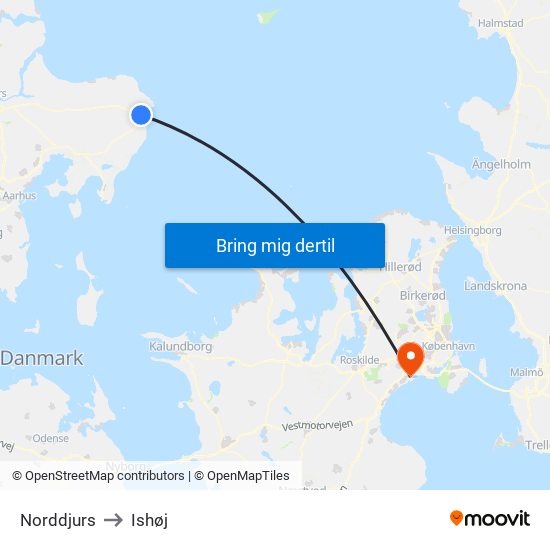 Norddjurs to Ishøj map