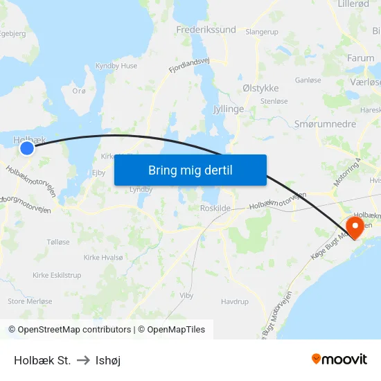 Holbæk St. to Ishøj map