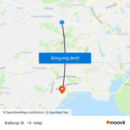 Ballerup St. to Ishøj map