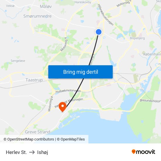 Herlev St. to Ishøj map