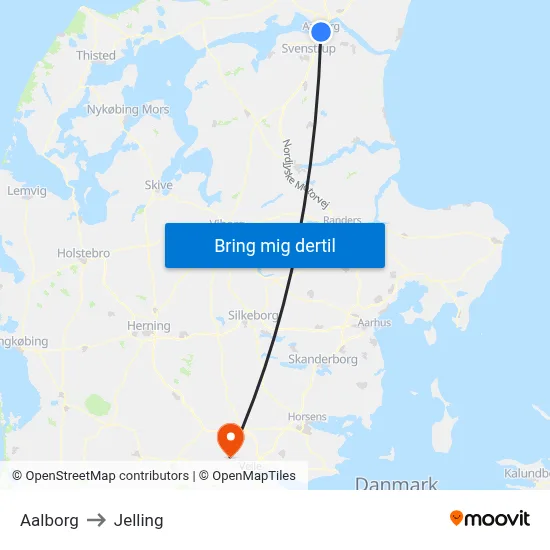 Aalborg to Jelling map