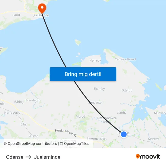 Odense to Juelsminde map