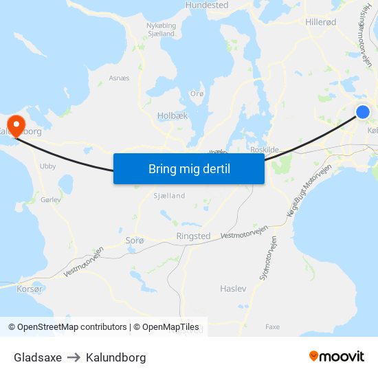 Gladsaxe to Kalundborg map