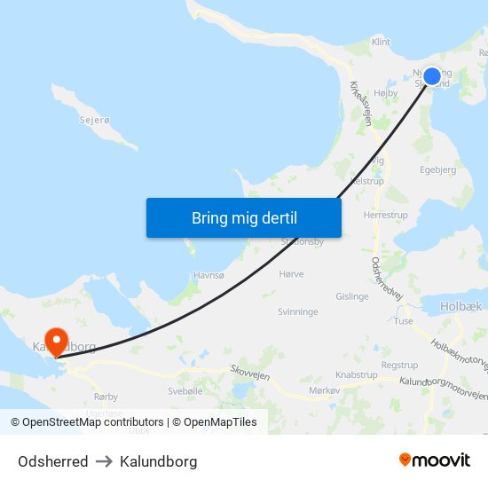 Odsherred to Kalundborg map