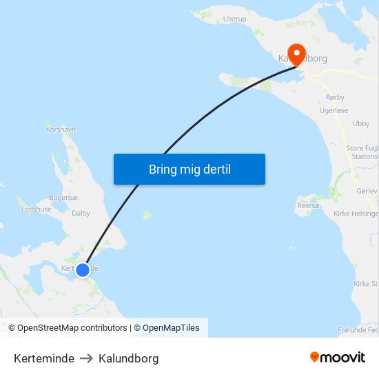 Kerteminde to Kalundborg map