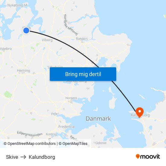 Skive to Kalundborg map