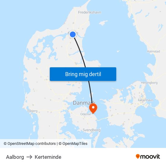 Aalborg to Kerteminde map