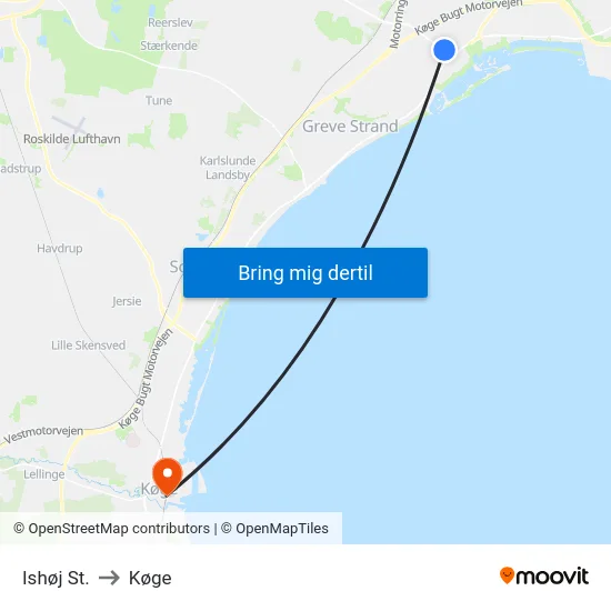 Ishøj St. to Køge map