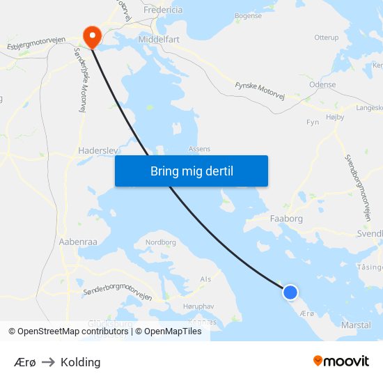 Ærø to Kolding map