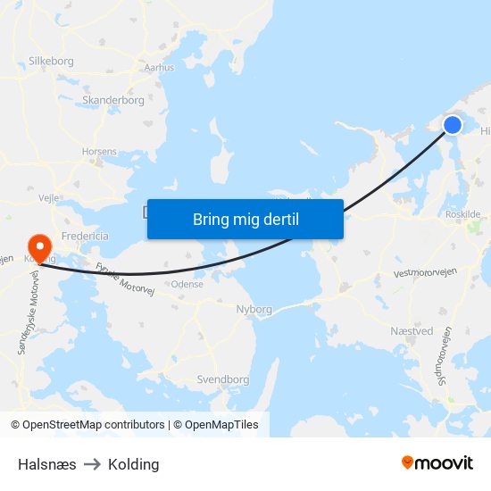 Halsnæs to Kolding map