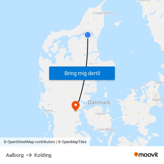 Aalborg to Kolding map