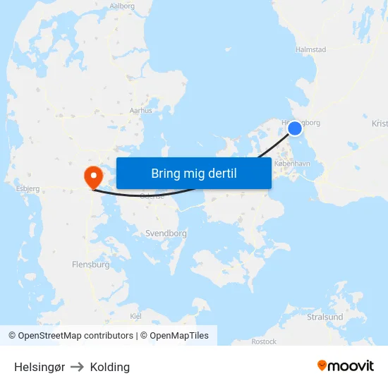 Helsingør to Kolding map